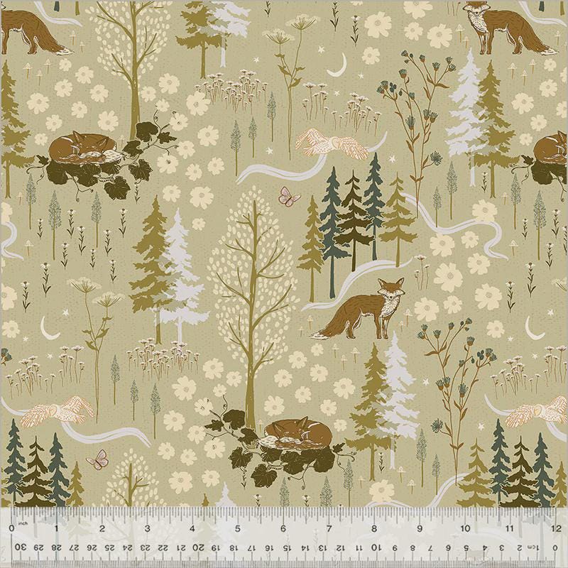 Woodland Fox Cotton Fabric: Willow Bend Rustic Nature Print Windham Fabrics