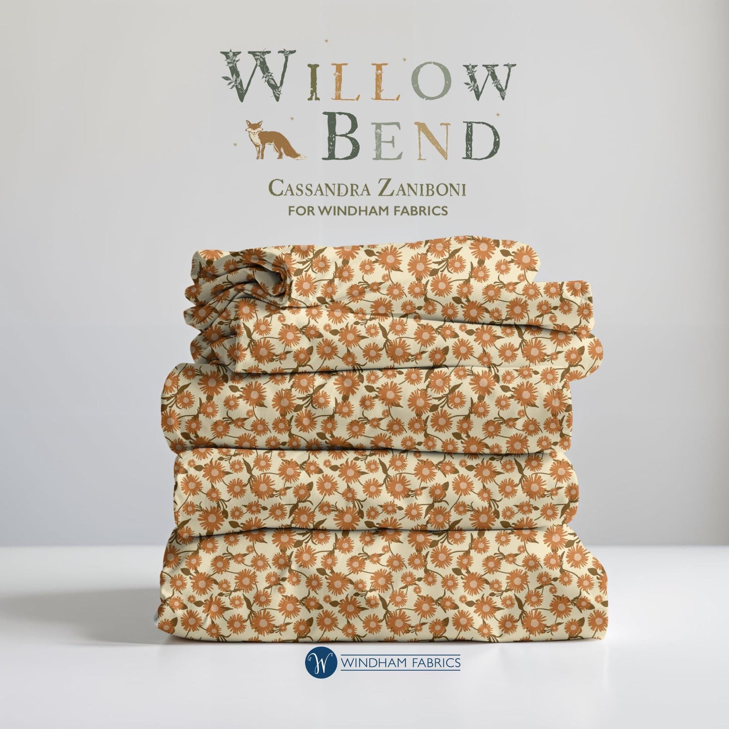 Willow Bend Floral Cotton Fabric: Cinnamon Quilting Fabric by the Yard Windham Fabrics