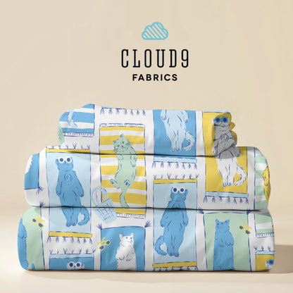 Pool Purfection Cats | Cloud9 Fabrics | Organic Cotton Quilting Fabric | Summer Cat Print | Ships March 2026
