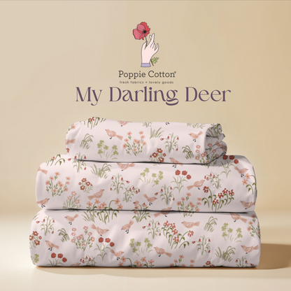 My Darling Deer - Wanderings Little Bird Blush Fabric – Poppie Cotton Pink Birds and Wildflowers - Ships January 2026