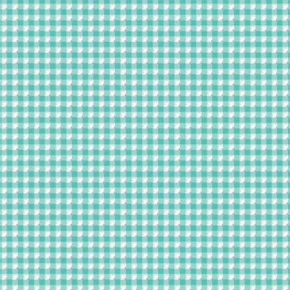 Smitten Chicken Mint Gingham Fabric – Poppie Cotton Aqua Green Plaid Check - Ships June 2026