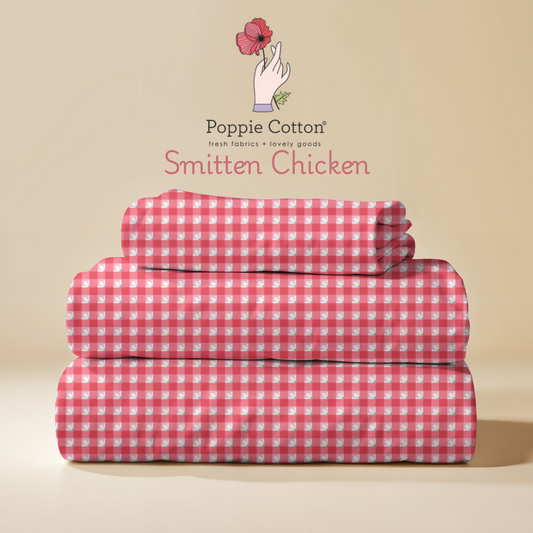 Smitten Chicken Red Gingham Fabric – Poppie Cotton Red Plaid Check with White - Ships June 2026