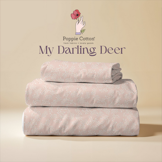 My Darling Deer - Wanderings Blush Leaf Fabric – Poppie Cotton Pale Pink Vine Swirl Print - Ships January 2026