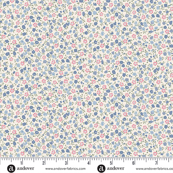 Petite Fleur Mini Floral Cream – Makower UK for Andover Fabrics