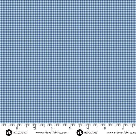 Petite Fleur Blue Gingham – Makower UK for Andover Fabrics