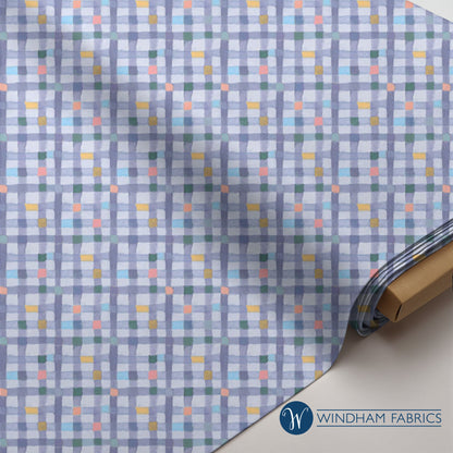 Cats Around Town – Blue Grid Coordinate by Sue Miano for Windham Fabrics | 100% Cotton Blender Fabric | Ships January 2026