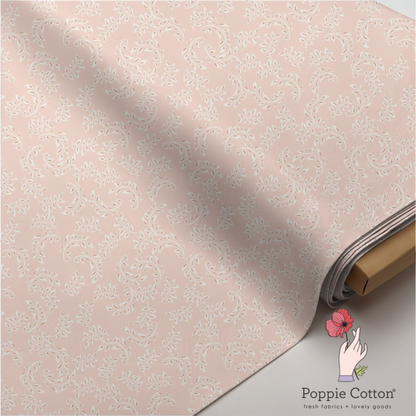 My Darling Deer - Wanderings Blush Leaf Fabric – Poppie Cotton Pale Pink Vine Swirl Print - Ships January 2026