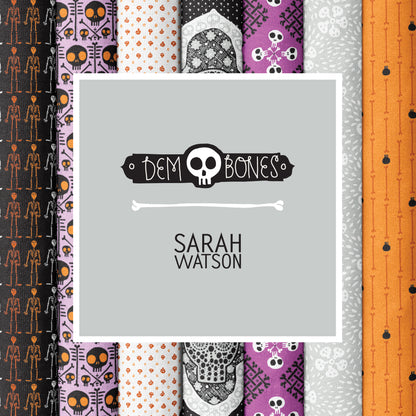 Dem Bones – 10" x 10" Precut Stack | Sarah Watson for Cloud9 Fabrics | Organic Cotton Layer Cake | Ships April 2026