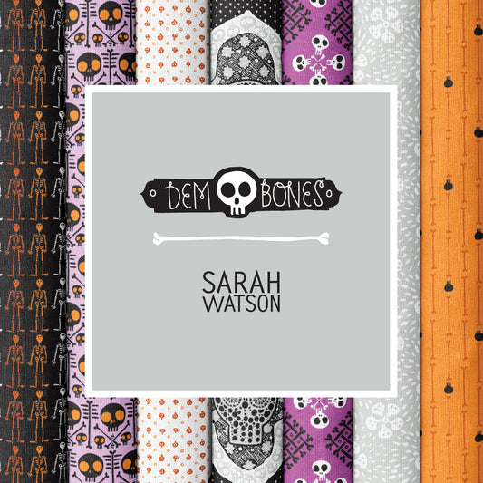Dem Bones – 10" x 10" Precut Stack | Sarah Watson for Cloud9 Fabrics | Organic Cotton Layer Cake | Ships April 2026