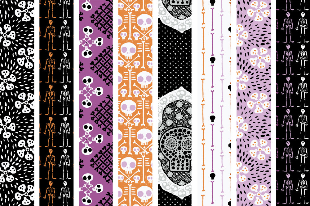 Dem Bones – 10" x 10" Precut Stack | Sarah Watson for Cloud9 Fabrics | Organic Cotton Layer Cake | Ships April 2026