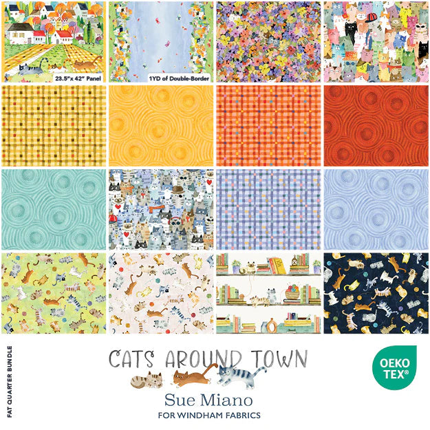 Cats Around Town -  Fat Quarter Bundle by Sue Miano Ships January 2026