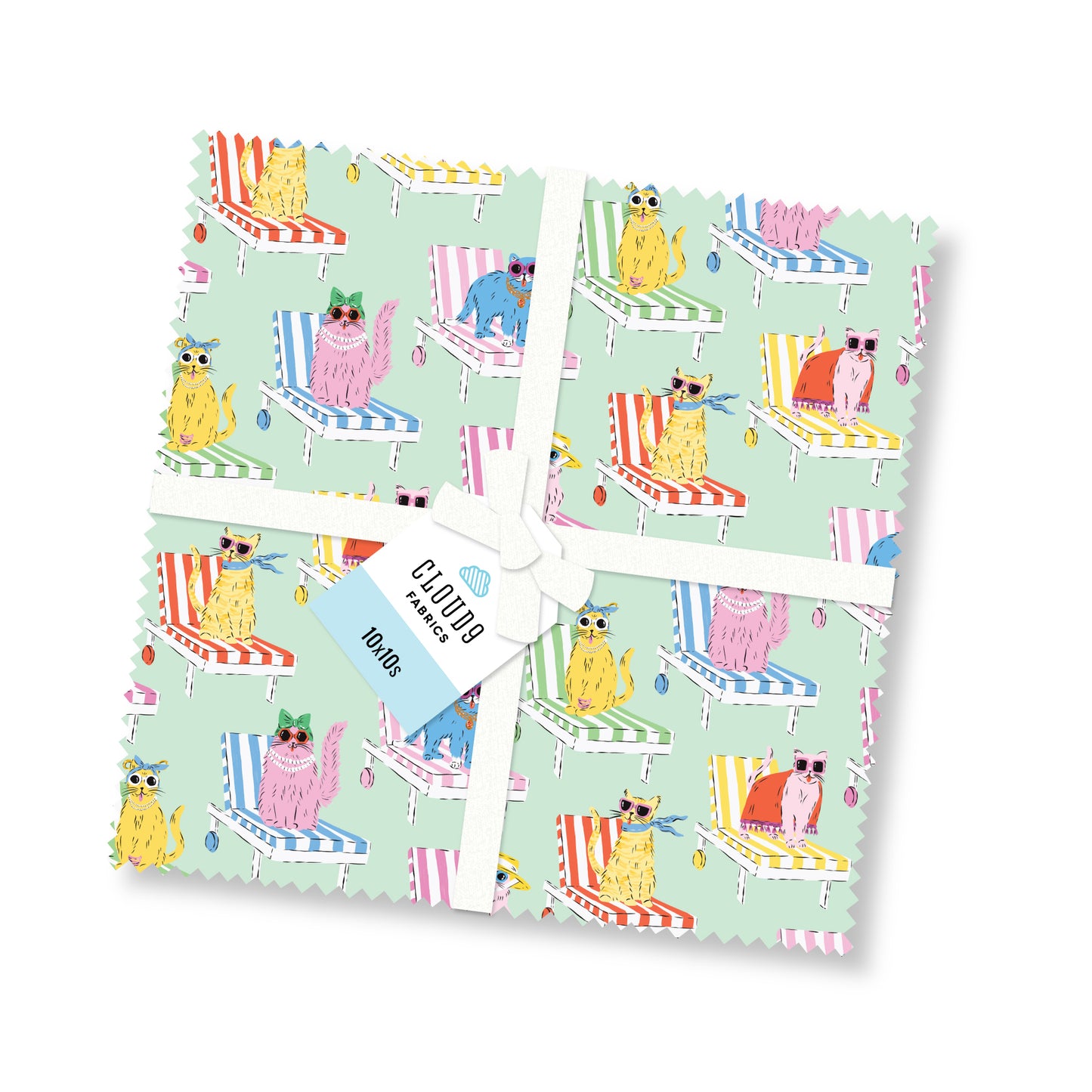 Pool Purfection – 10" x 10" Precut Stack | Cloud9 Fabrics | Organic Cotton Layer Cake | Ships March 2026