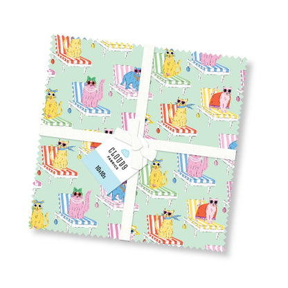 Pool Purfection – 10" x 10" Precut Stack | Cloud9 Fabrics | Organic Cotton Layer Cake | Ships March 2026