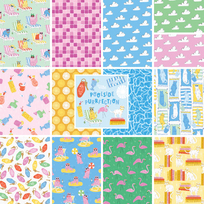 Pool Purfection | Cat Classics | Cloud9 Fabrics | Organic Cotton Quilting Fabric | Literary Cat Print | Ships March 2026