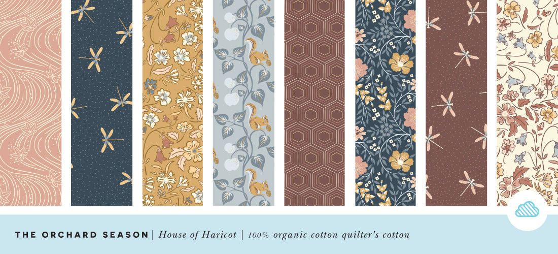 The Orchard Season – 10" x 10" Precut Stack | Cloud9 Fabrics | Organic Cotton Layer Cake | Ships April 2026