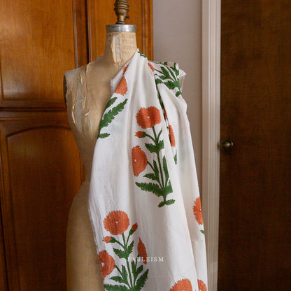 Fableism Indian Block Prints: Cottage – Sienna Boho Floral 100% Cotton Fabric, Handcrafted Artisan Print for Quilting & Sewing