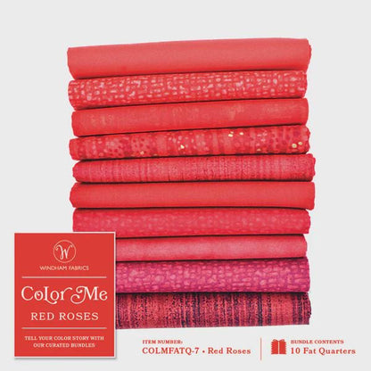 Red Roses Fat Quarter Bundle: Windham Fabrics Cotton Crafting