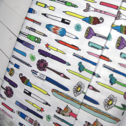 Pen Pals Collection Windham Fabrics, Novelty Pen Print Cotton Fabric, Heather Givans