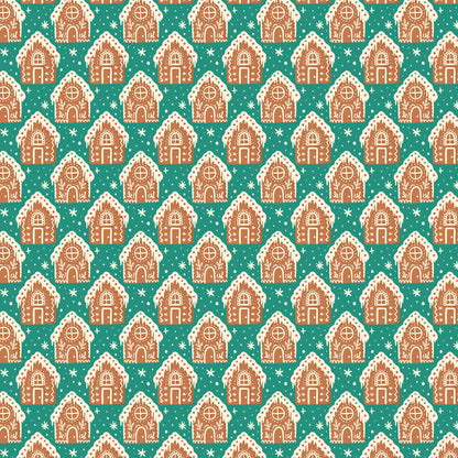 Cloud9, Organic Cotton, Holiday Quilting, Gingerbread House, Christmas Fabric, Bright Holiday