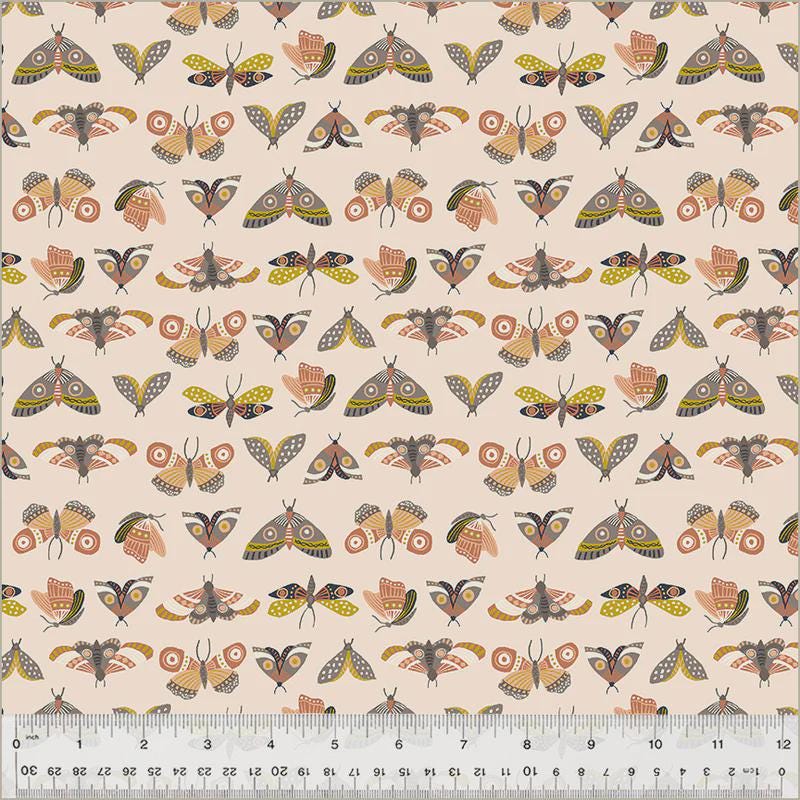 Under the Canopy, Moth Print Cotton Fabric, Jennifer Moore - Blush Windham Fabrics