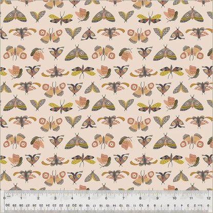 Under the Canopy, Moth Print Cotton Fabric, Jennifer Moore - Blush Windham Fabrics