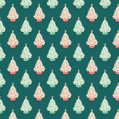 Organic Christmas Tree Fabric: Bright Holiday Quilting Cotton by Charla Pettingill Cloud9