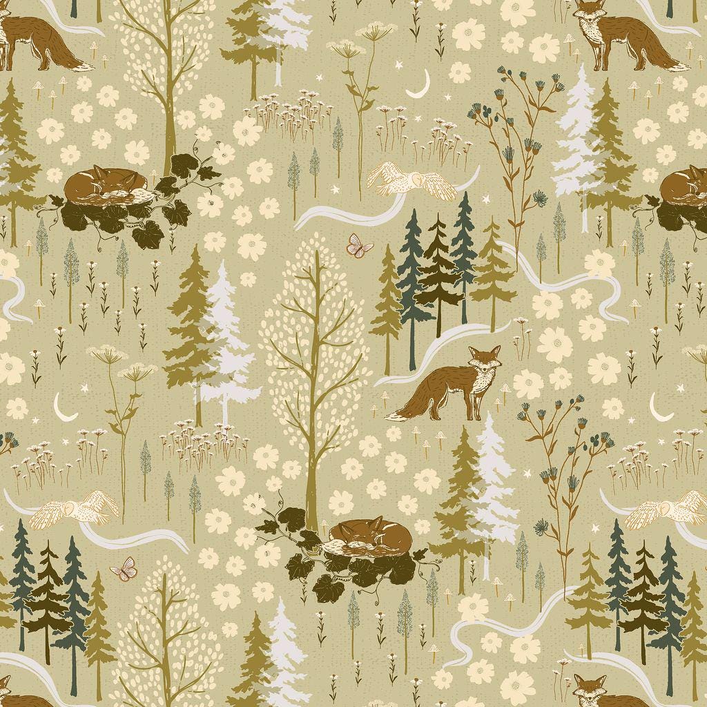 Woodland Fox Cotton Fabric: Willow Bend Rustic Nature Print Windham Fabrics