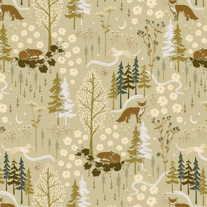 Woodland Fox Cotton Fabric: Willow Bend Rustic Nature Print Windham Fabrics