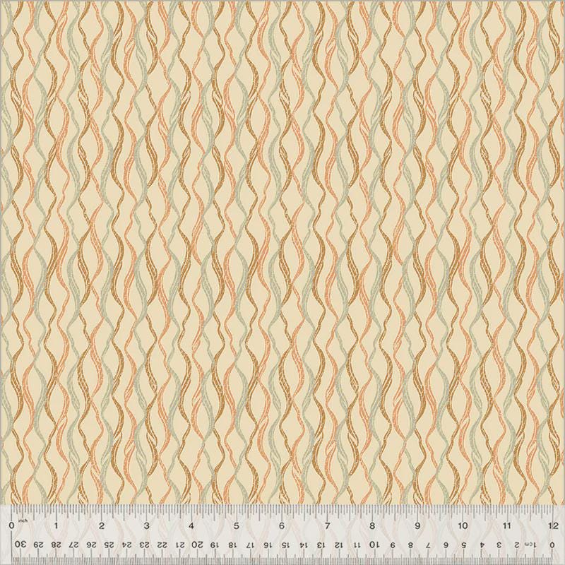 Beige Wave Print Cotton Fabric: Willow Bend Quilting Material Windham Fabrics