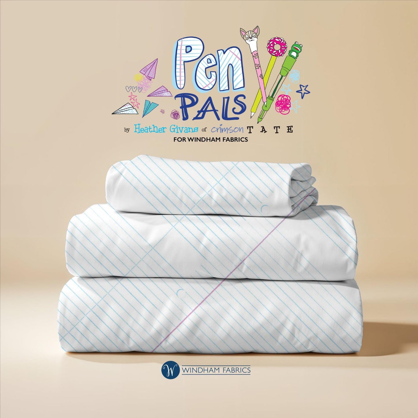 Pen Pals, Heather Givans, Lined Paper, Windham Fabrics