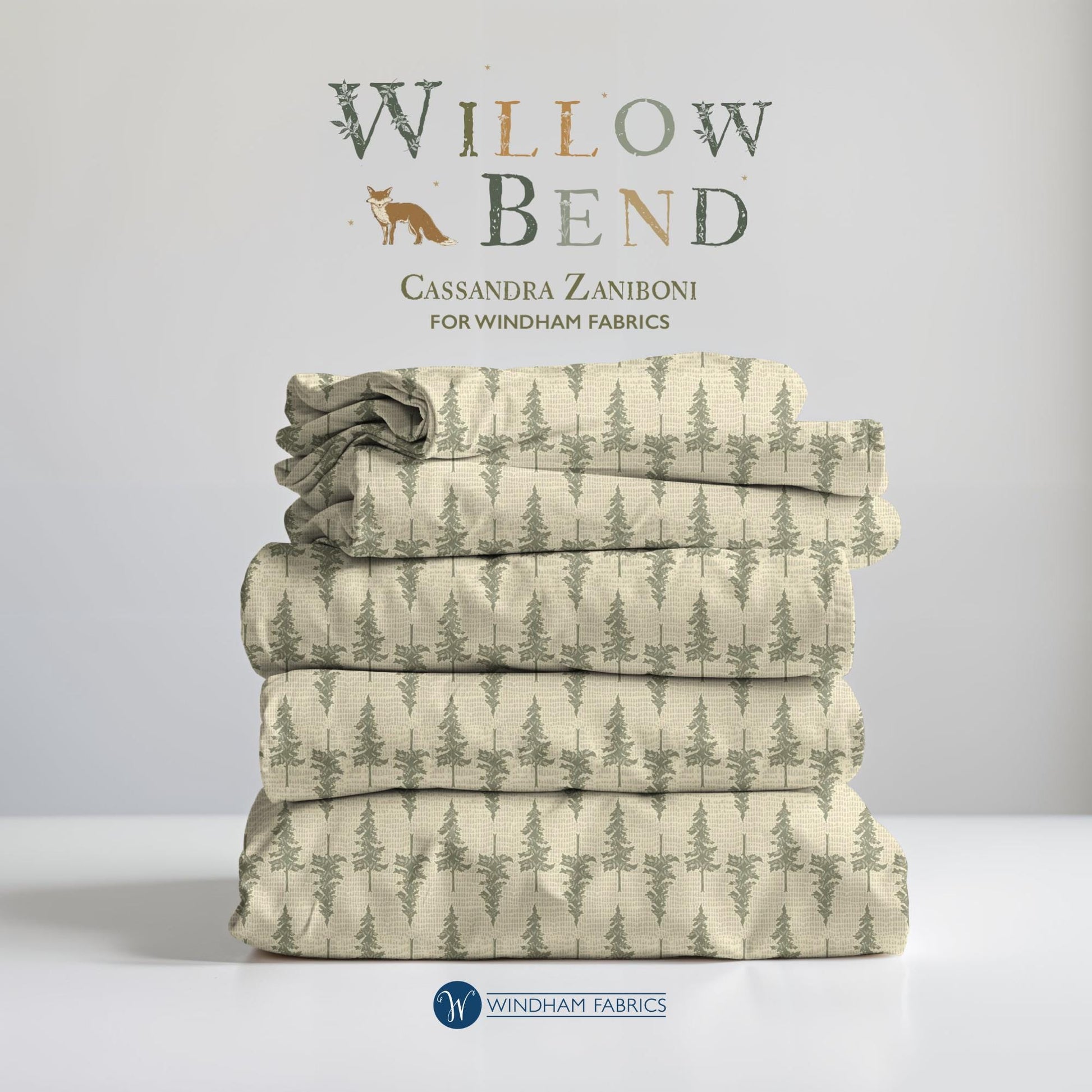 Ponderosa Pine Tree Fabric: Willow Bend Woodland Print Quilting Cotton Windham Fabrics
