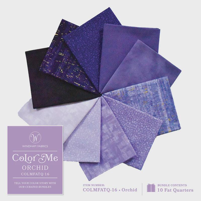 Purple Quilting Cotton Fat Quarter Bundle: Color Me Orchid by Windham Fabrics