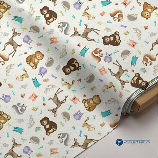 Woodland Animals Fabric: Enchanted Forest Print by Terri Degenkolb Windham Fabrics
