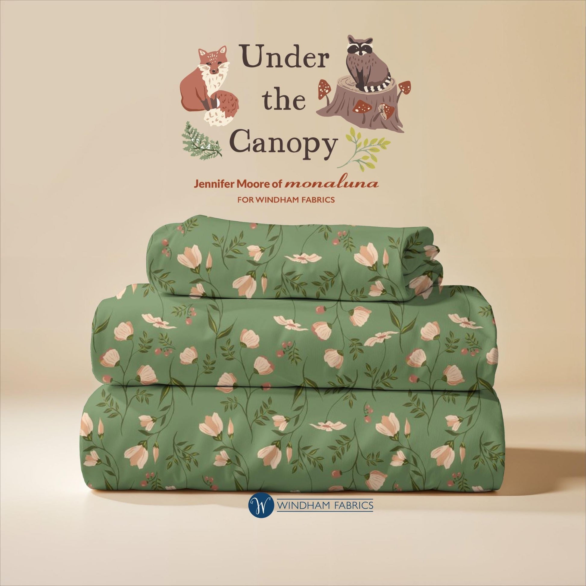 Under the Canopy, Jennifer Moore, Monaluna, Organic Cotton, Windham Fabrics, Sage Floral