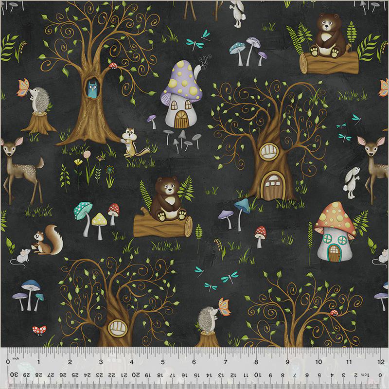 Enchanted Forest Fabric: Whimsical Woodland Animals & Mushroom Houses Terri Degenkolb