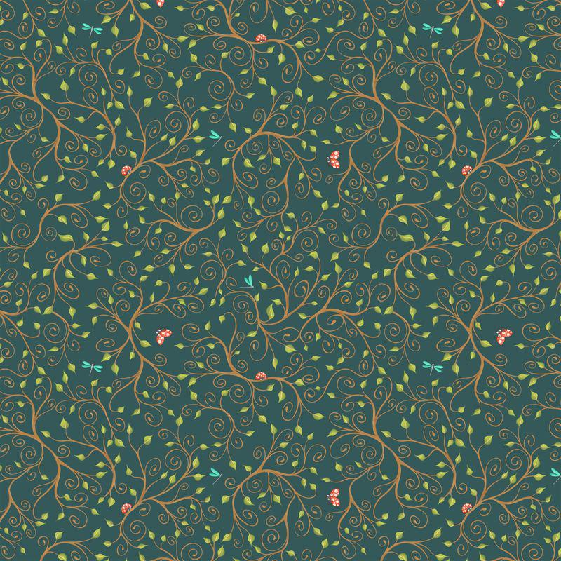 Enchanted Woods Fabric: Green Vines & Leaves Print - Windham Fabrics