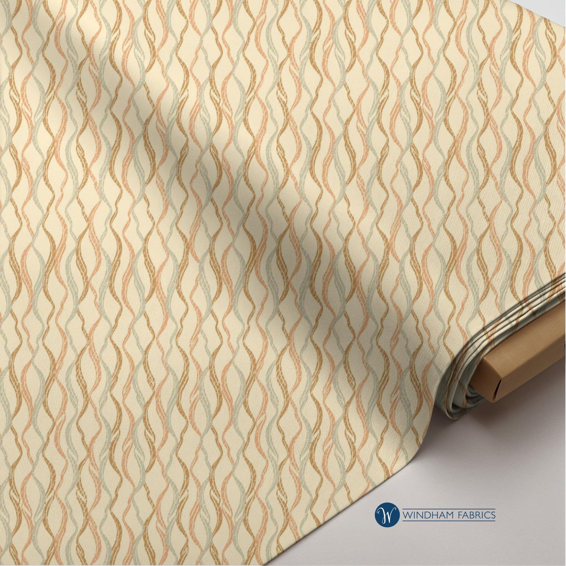 Beige Wave Print Cotton Fabric: Willow Bend Quilting Material Windham Fabrics