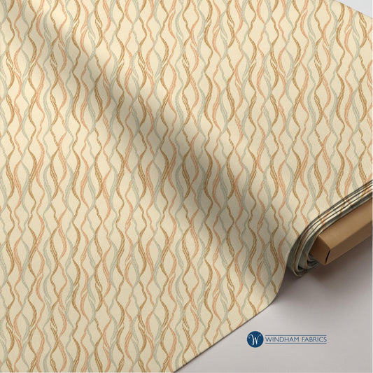 Beige Wave Print Cotton Fabric: Willow Bend Quilting Material Windham Fabrics