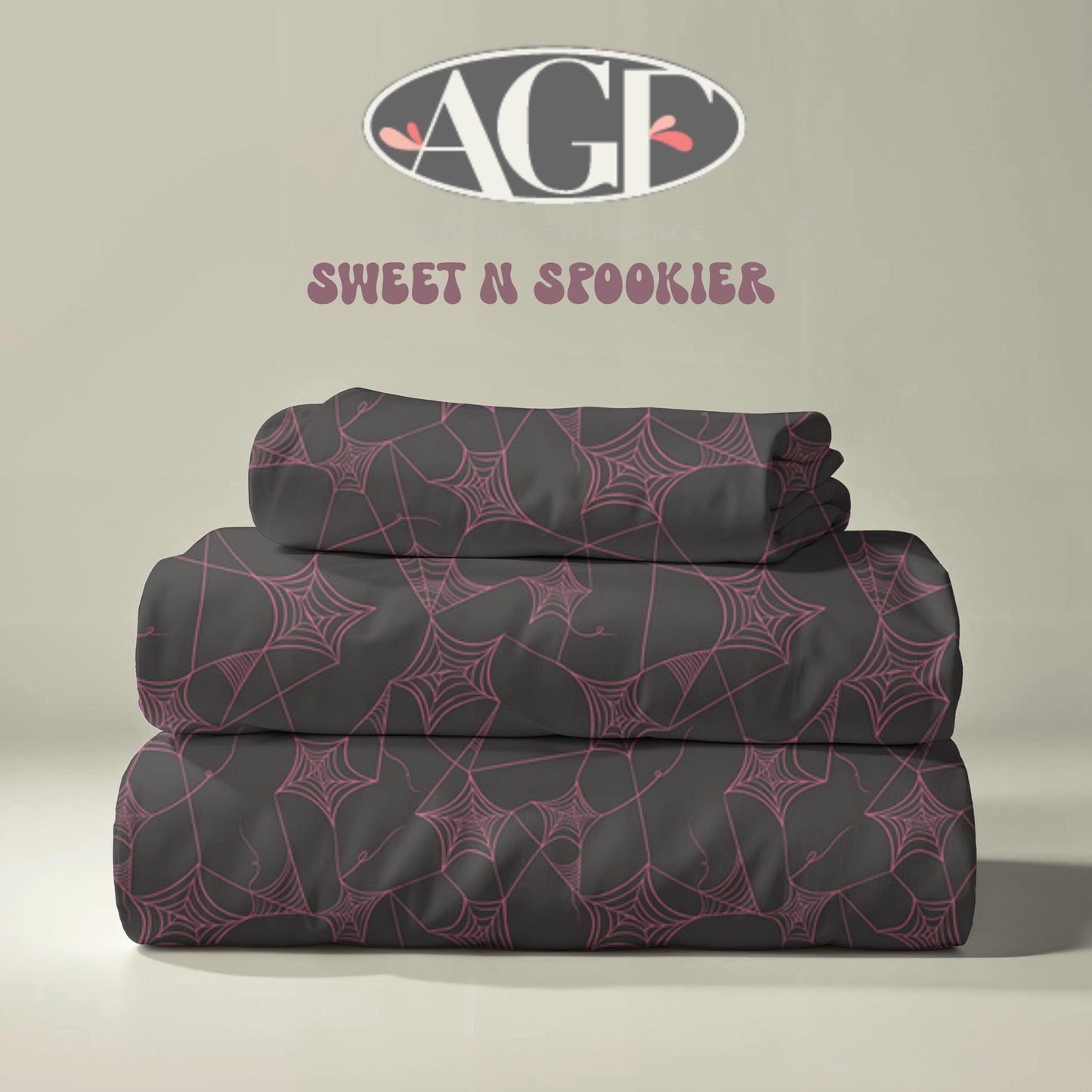 Spiderweb Fabric: Black & Pink Halloween Quilting Cotton by Art Gallery Fabrics Sweet n Spookier