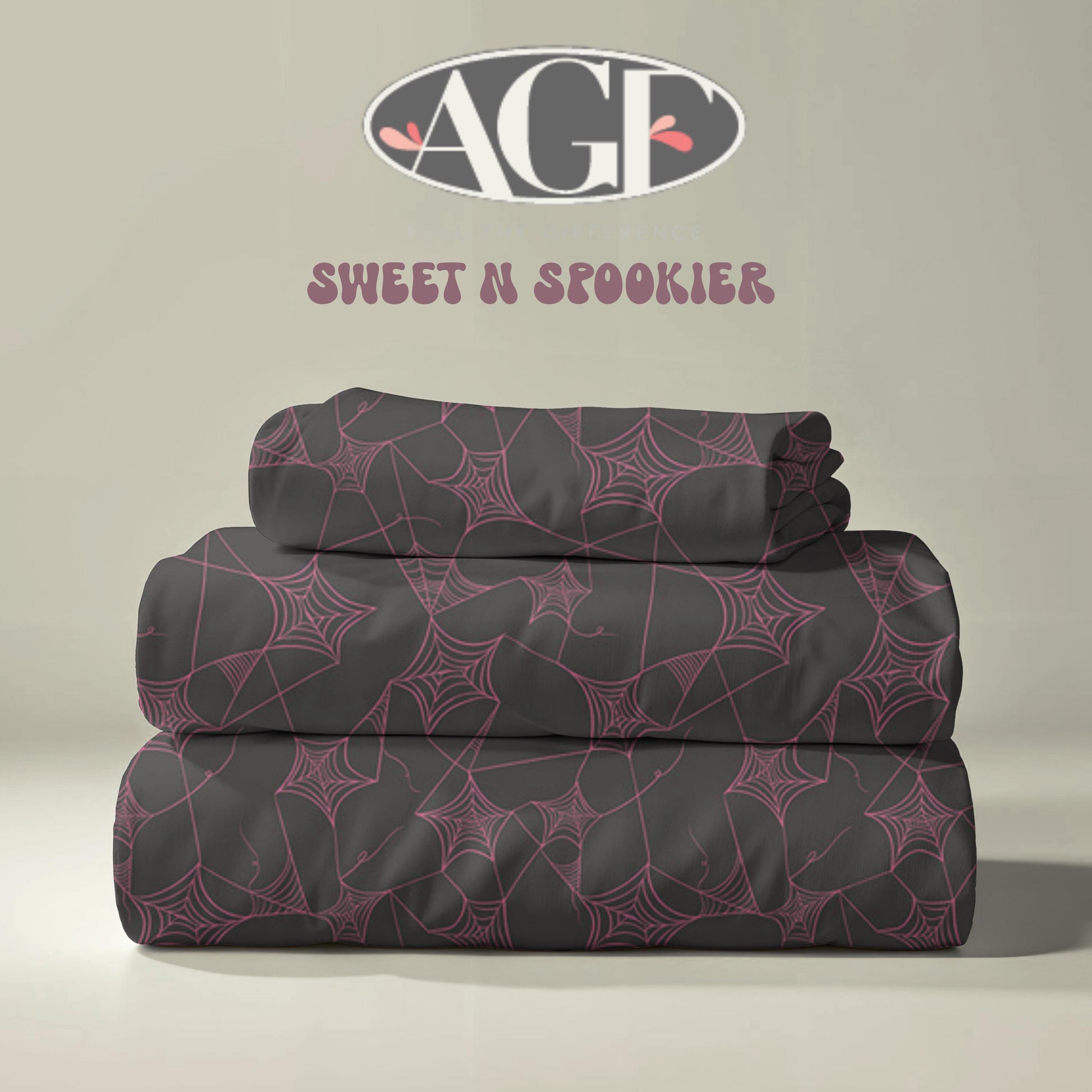 Spiderweb Fabric: Black & Pink Halloween Quilting Cotton by Art Gallery Fabrics Sweet n Spookier