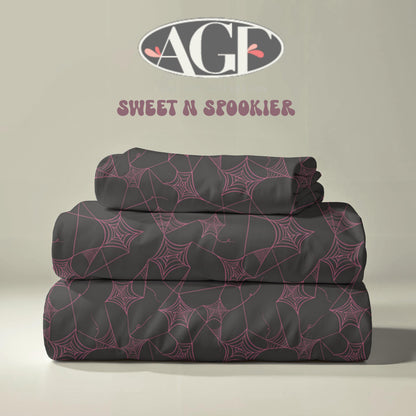Spiderweb Fabric: Black & Pink Halloween Quilting Cotton by Art Gallery Fabrics Sweet n Spookier