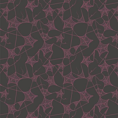 Spiderweb Fabric: Black & Pink Halloween Quilting Cotton by Art Gallery Fabrics Sweet n Spookier