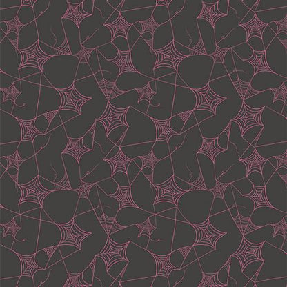 Spiderweb Fabric: Black & Pink Halloween Quilting Cotton by Art Gallery Fabrics Sweet n Spookier