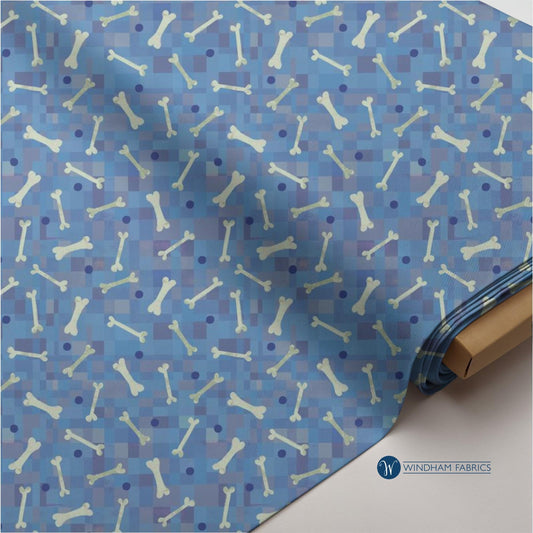 Fur-Ever Friends, Gareth Lucas, Blue Dog Bone Print Fabric, Windham Quilting Cotton