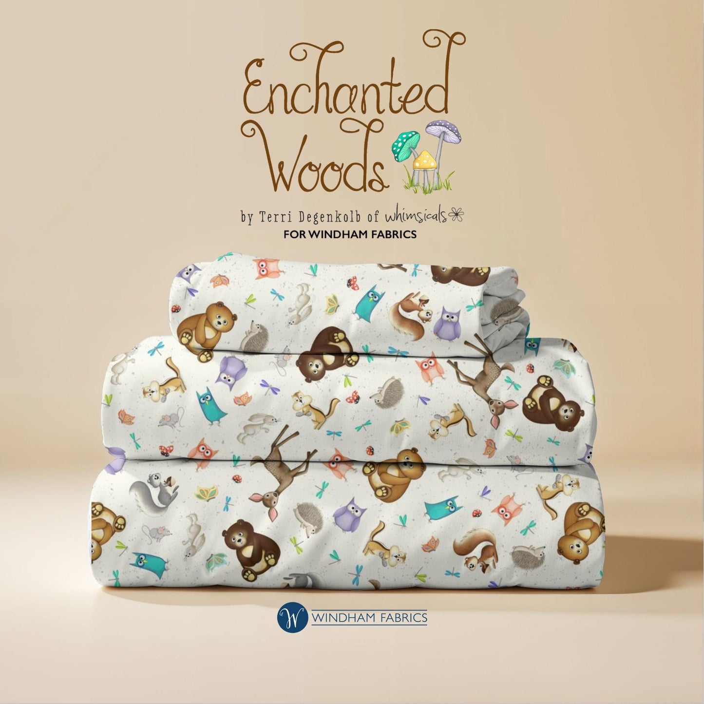 Woodland Animals Fabric: Enchanted Forest Print by Terri Degenkolb Windham Fabrics