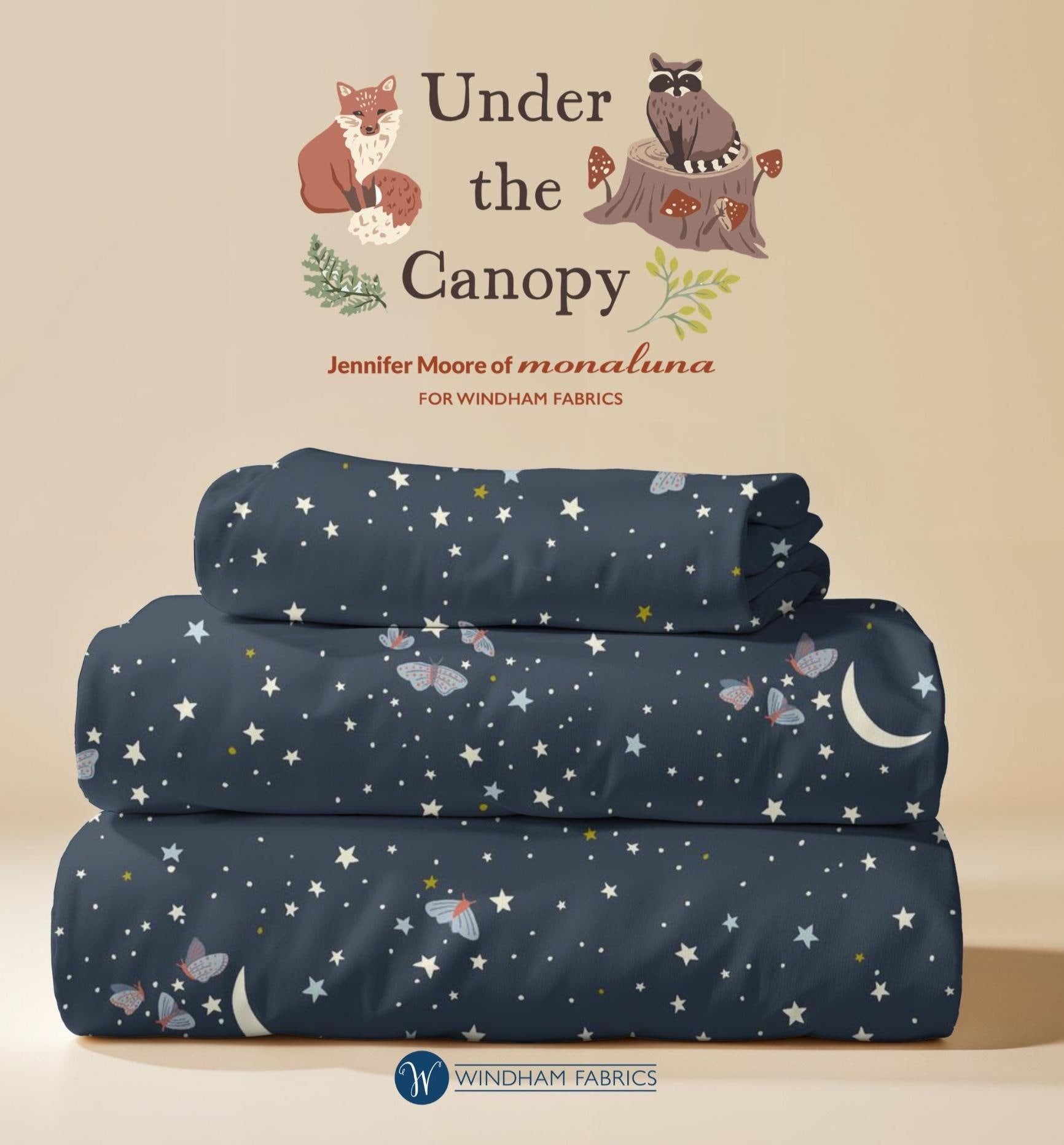 Under the Canopy, Jennifer Moore, Monaluna, Organic Cotton, Night Moth, Windham Fabrics