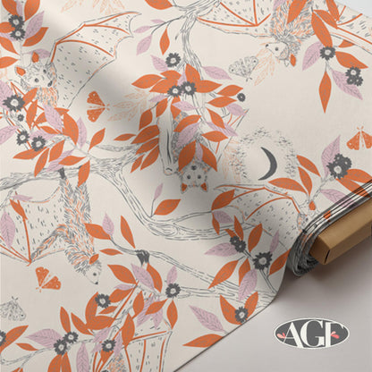 Woodland Bat Fabric: Halloween Quilting Cotton - Sweet n Spookier AGF Print