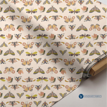 Under the Canopy, Moth Print Cotton Fabric, Jennifer Moore - Blush Windham Fabrics