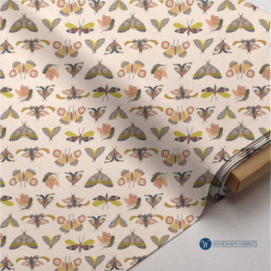 Under the Canopy, Moth Print Cotton Fabric, Jennifer Moore - Blush Windham Fabrics