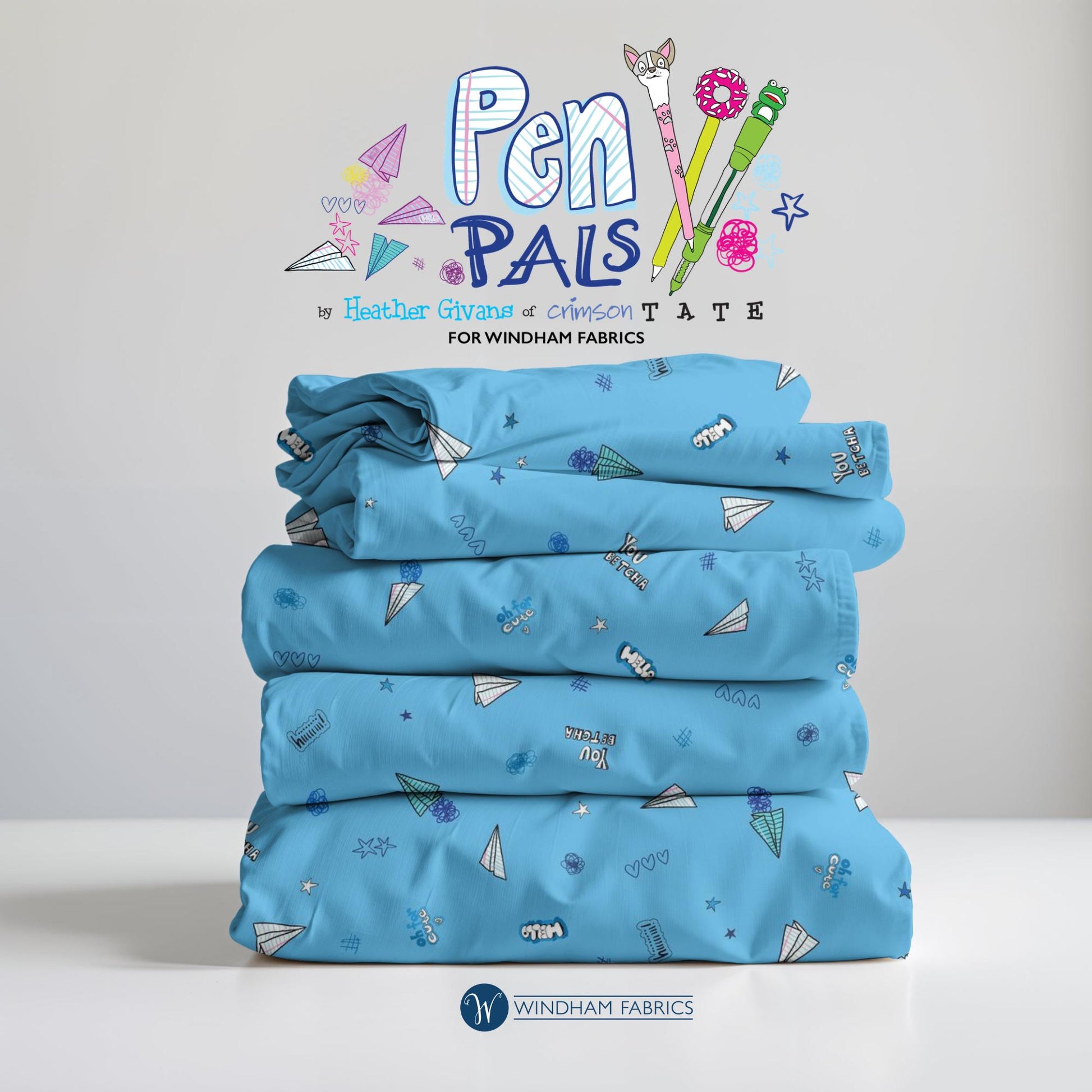 Pen Pals Quilting Cotton Fabric: School Pens Print - Windham Fabrics